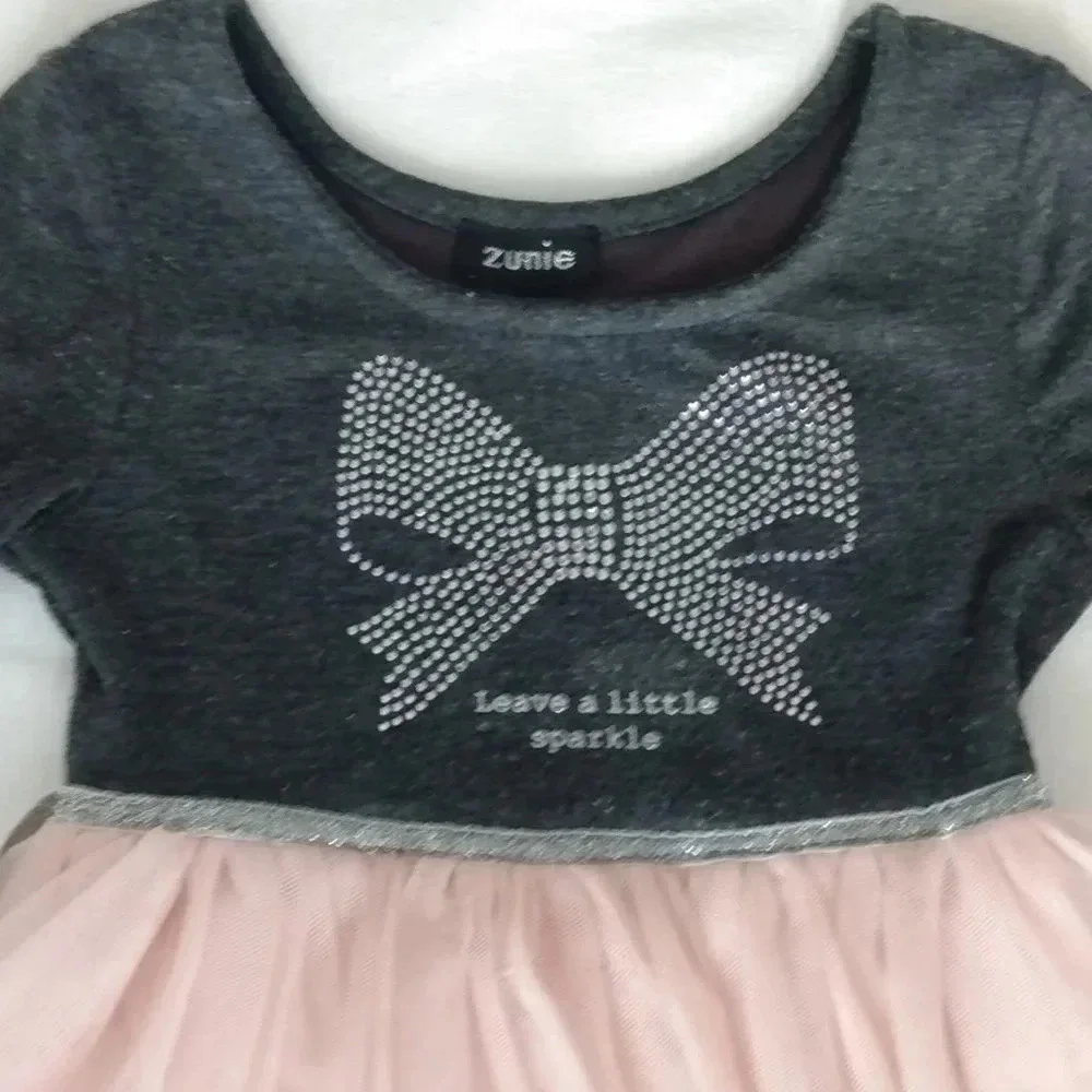 Zunie Toddler tulle dress sparkly bow long sleeve Christmas